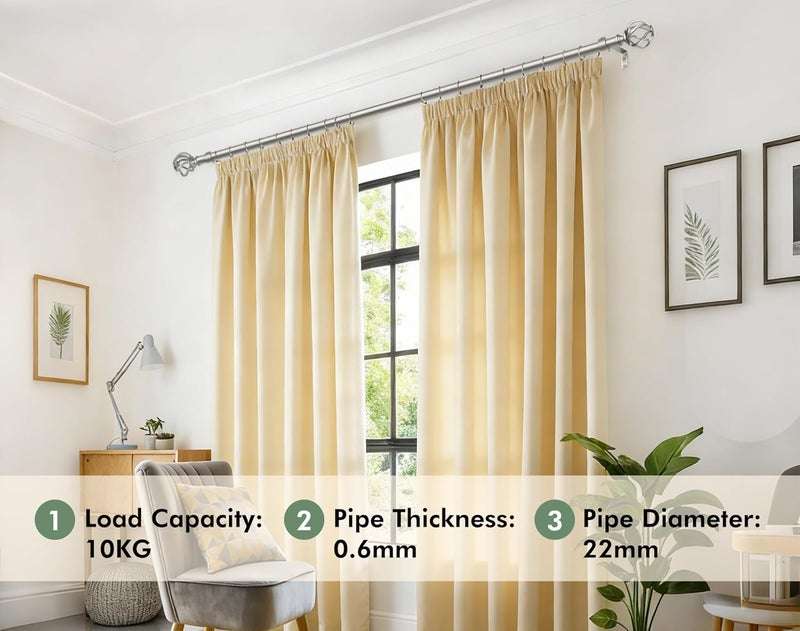 USFOOK Curtain Rods for Windows 48 to 84 Inch, Antique Silver Curtain Rod, 7/8 Inch Telescoping Splicing Drapery Rods with Twisted Cage Finials - Image 5